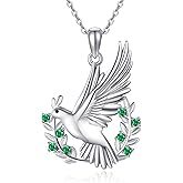 YAFEINI Dove Necklace 925 Sterling Silver Pigeon Pendant Dove Christmas Mother's Day Jewelry for Women Mom