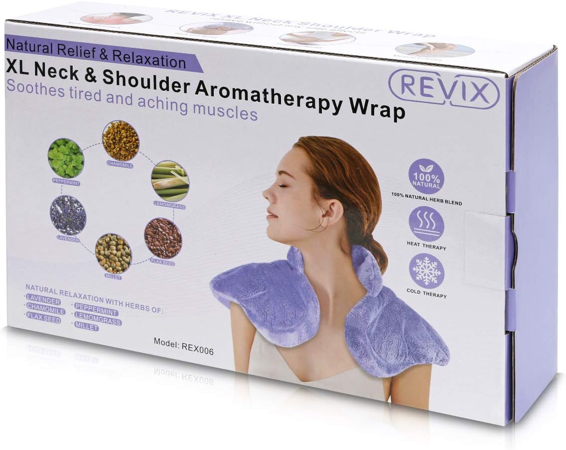 REVIX Microwave Heating Pad for Neck Shoulders and Back Pain Reliefwith Moist Heat, Weighted Microwavable Heated Neck Wrap Warmer: Health & Personal Care