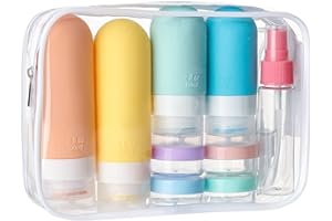 Depoza 16 Pack Travel Bottles Set - TSA Approved Leak Proof Silicone Squeezable Containers for Toiletries, Conditioner, Shamp