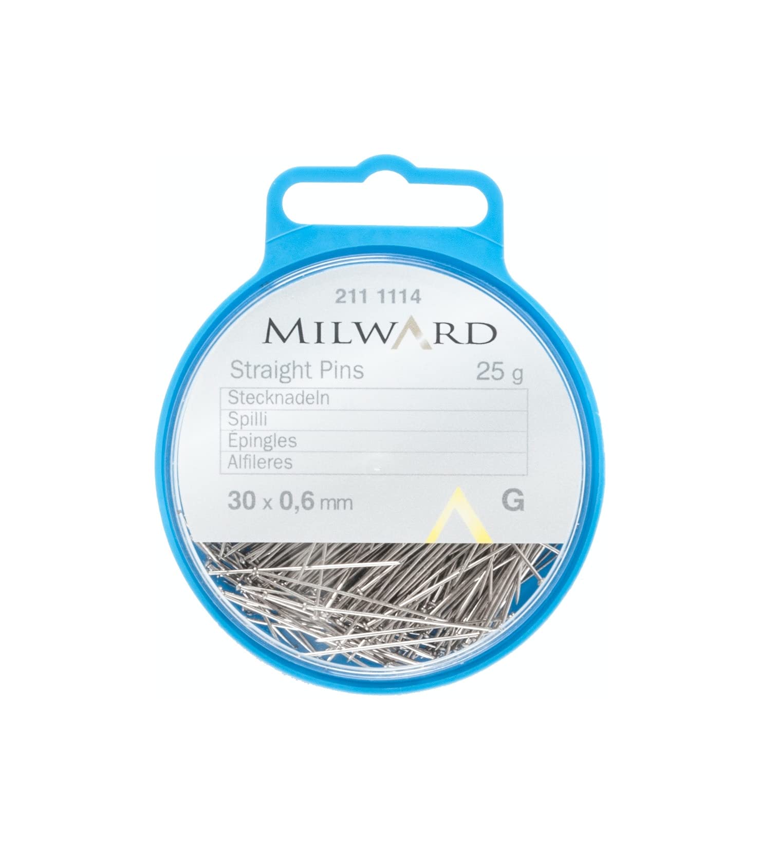 Milward Straight Sewing Pins Compact, Hardened Tempered Steel, Silver, 30mm, 25g