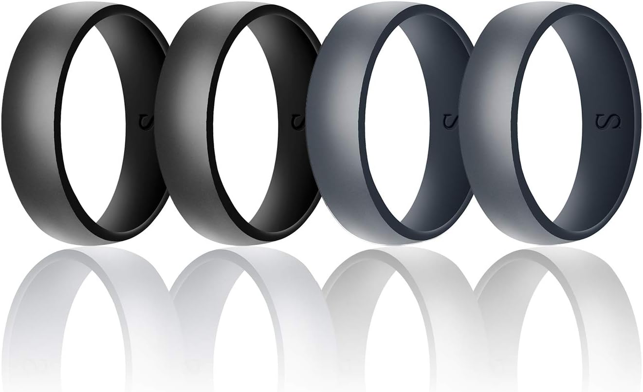 SANXIULY Mens Silicone Wedding Ring&Durable Rubber Wedding Bands Safe and Weight Lifting for Workout and Active Athletes Width 8mm