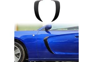 JWWY Front Door Side Fender Scoops Fin Vents Door Blade Trim Cover Fit for 2011-2024 Dodge Charger Exterior Accessories Black 2pc