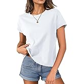 ATOFY Womens Cap Sleeve Tops T Shirts Boxy Cropped Tee Loose Fit Cotton Crewneck Short Sleeves Casual Summer Fashion Blouse
