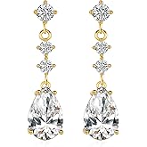 SBLING Cubic Zirconia Teardrop Earrings Wedding Earrings for Brides Bridesmaids, Bridal Dangle Earrings, Teardrop Crystal Drop earrings for Women Jewelry Gifts