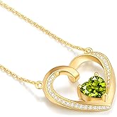 TIMELESSTAR Gold Heart Necklace for Women Gifts with Premium Birthstones|Lab-Grown Emerald|Lab-Grown Moissanite|14K Gold Plated 925 Sterling Silver Non Tarnish