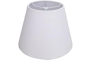 White Lamp Shade, ALUCSET Barrel TC Cloth Small Lampshade for Table Lamp and Floor Light, 6x10x7.5", Natural Linen Hand Crafted, Spider