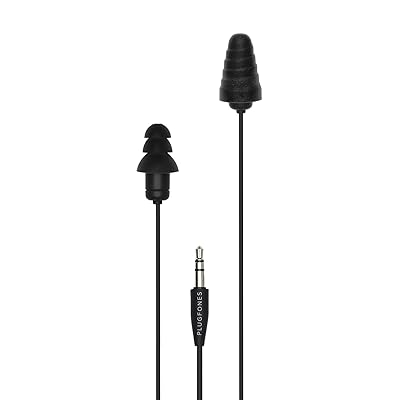 Plugfones Guardian In-Ear Earplug Earbud Hybrid - Noise Reduction In-Ear Headphones (Black)