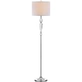 SAFAVIEH Savannah Floor Lamp, 60" Modern Crystal LIT4177A | Crystal Base, Fabric Shade, On/Off Switch, E26 Base, LED Bulbs Included, home office, den, dorm room, Assembly Required