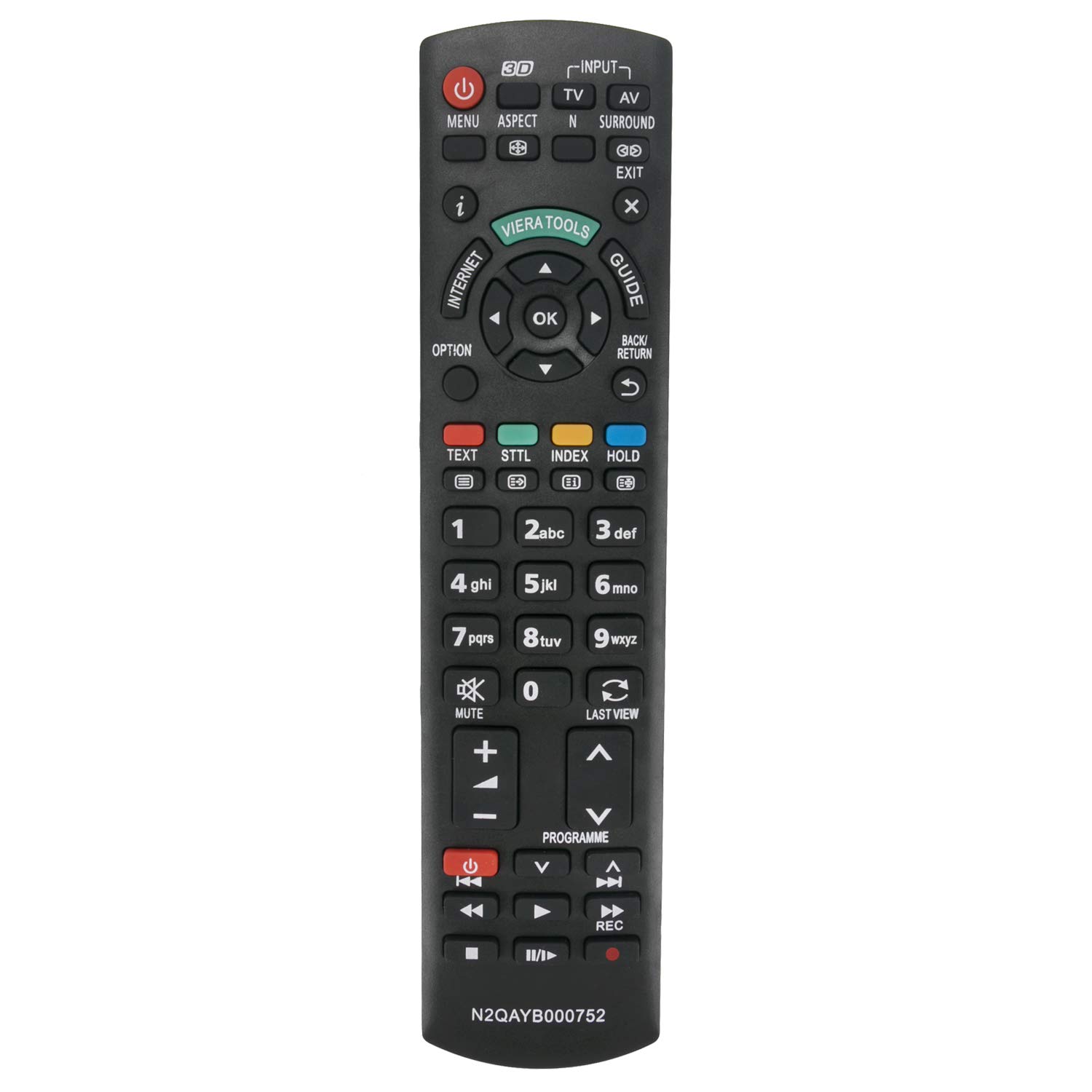 VINABTY Backup Remote Control N2QAYB000752 Compatible with Panasonic TX-L32ET5B TX-L32ET5E TX-L32ET5Y TX-P50UT50B TX-P50UT50E TX-P50UT50Y TX-P50XT50B TX-P50XT50E TX-P50XT50Y TX-PR42UT50 TX-PR42XT50