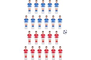 Foosball Men Replacement, 22pcs Red Blue Table Football Men Table Soccer Player Replaceable Foosball Player with 32mm Black W