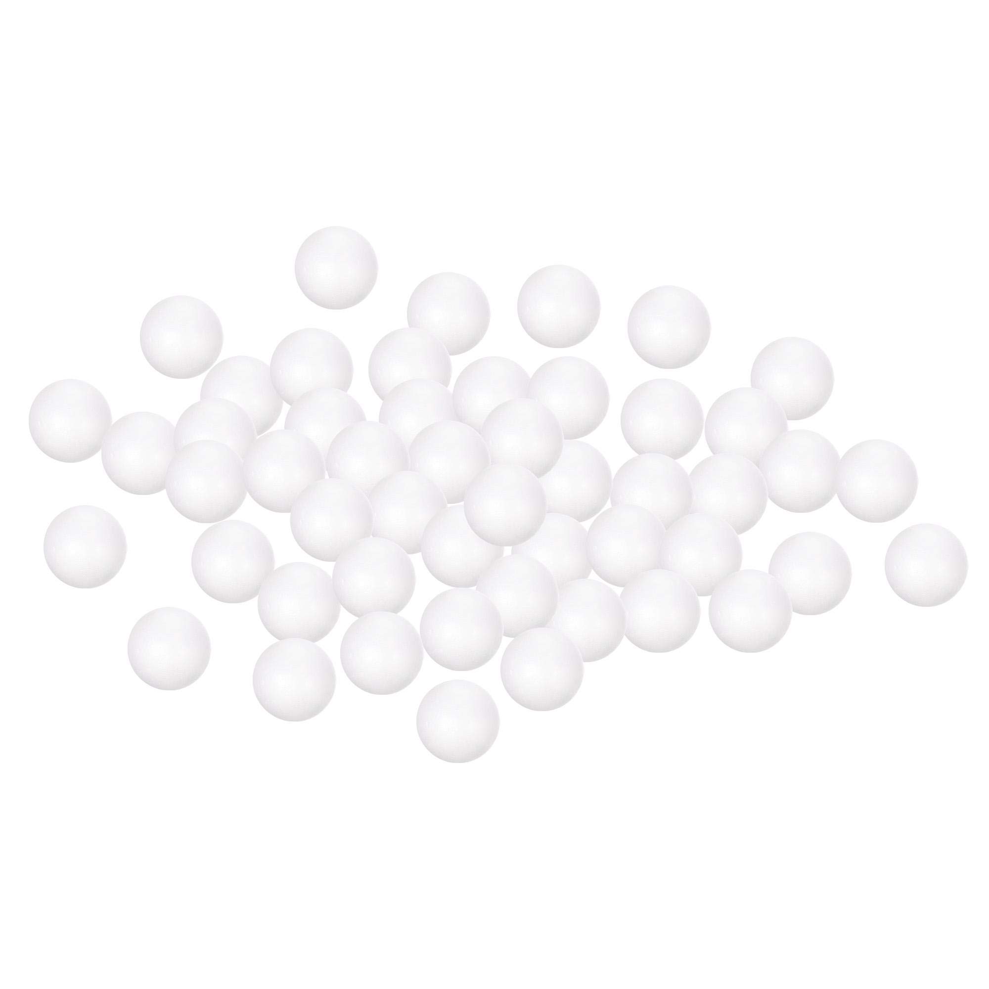 sourcing map 50Pcs 0.8" White Polystyrene Foam Balls Smooth Round Solid Ball for Crafts, Art, DIY, Household, Party Decorations