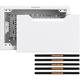 Perlegear 9″ in-Wall Media Box, Electrical Box, Recessed Outlet Box and Media Enclosure for One Connect Box & Network Switches, Cable Management Kit with Cutting Template, Dust Bag & Drywall Saw