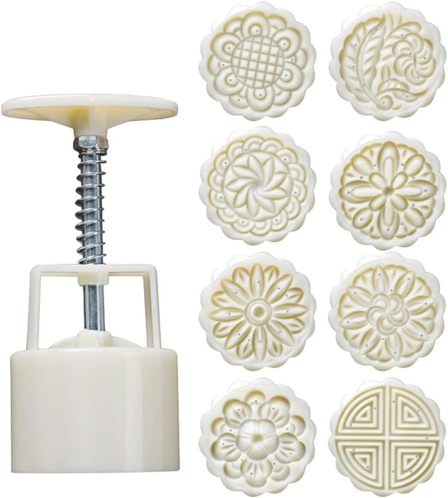 Anyren DIY Powerful Mooncake Molds, Circle Flower Square Traditional Mid-Autumn Festival Hand Press Moon Cake Maker Mould Decorating Set