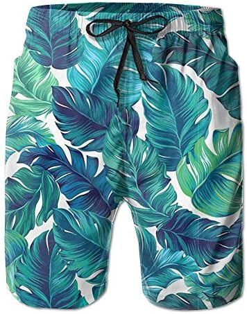 Funky Banana Leaf Swim Trunks Board Shorts Quick Dry Beachwear Bathing Suits for Men