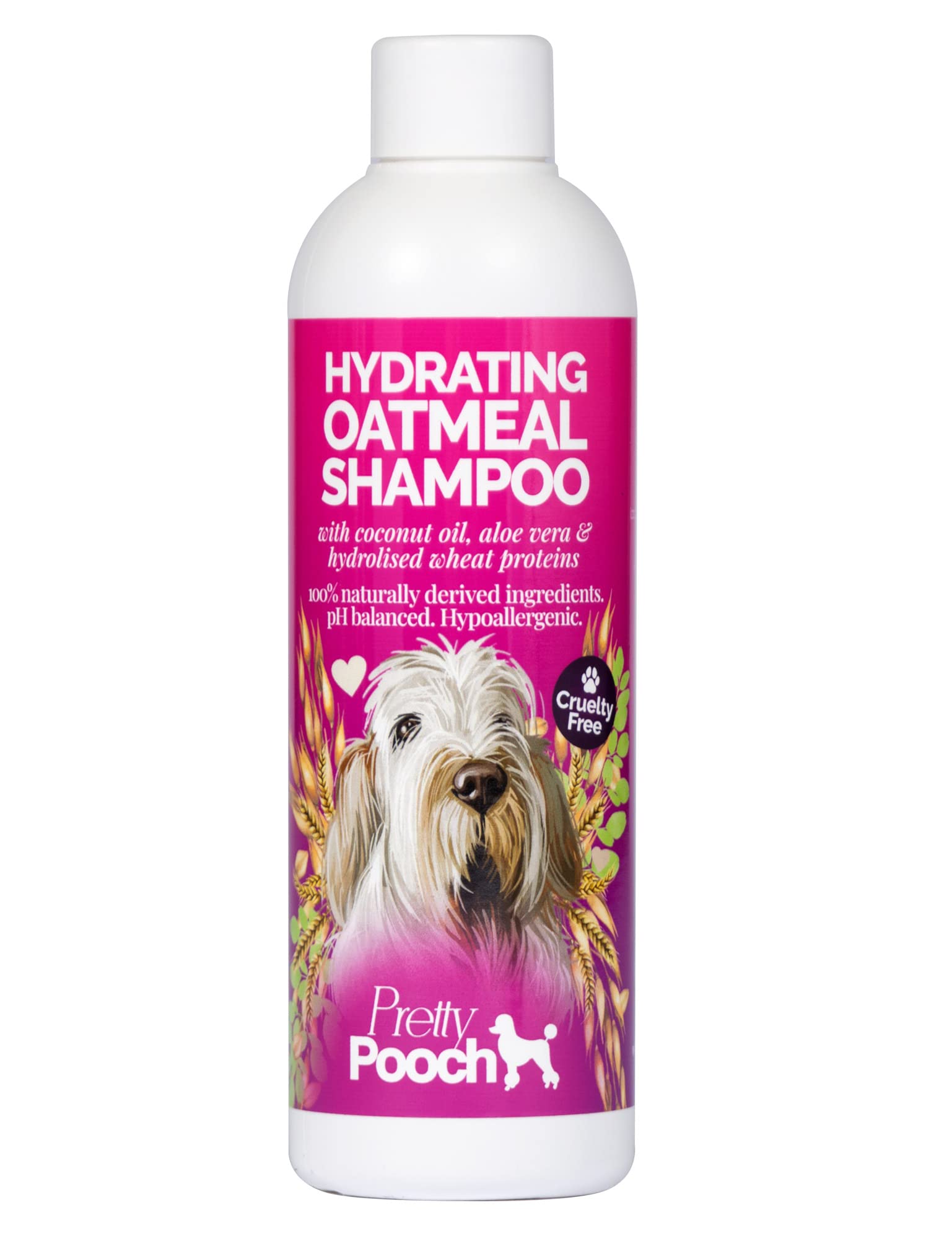 Pretty Pooch Hydrating Oatmeal Shampoo - Moisturises, Cleans & Soothes Sensitive & Dry Skin - For all Breeds and Coat Types - Hypoallergenic, & Fragrance Free (250ml)