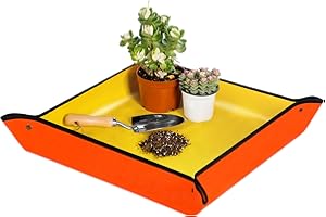 Melphoe Plant Repotting Mat Extra Thickened Stiffer PE Durable Coating, 27'' x 27'', Waterproof Transplanting Pad Indoor Succulent Potting Mat Portable Fordable Gardening Mat (Yellow)