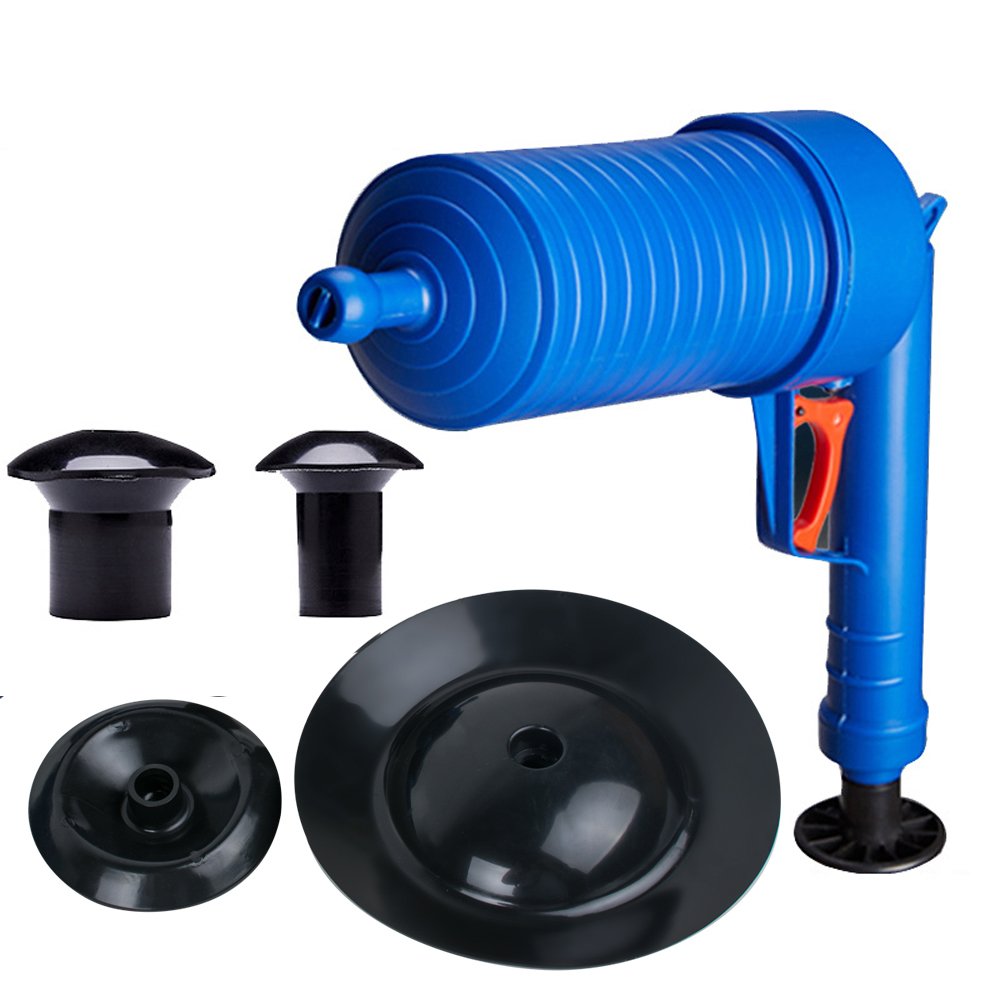 Zorvo High pressure Drain Pump Pipe Dredge Cleaning Tool Dredging Home plunger for Unclog Toilet Bathtub Sink Floor Drain Cleaner Blaster with 4 Blocked Head