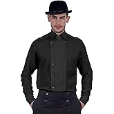 ThePirateDressing Steampunk Victorian Cosplay Costume Mens Ulysses Side-Button Linen Shirt
