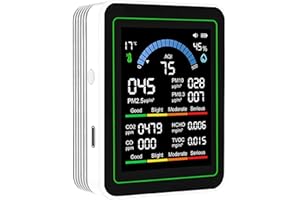 YISPK 10 in 1 Smart Air Quality Monitor Indoor,Carbon Monoxide Detectors,Co2 Detector,Professional Air Quality Test Kit with CO2 | CO | TVOC | HCHO | Temp | AQI | PM2.5 | PM0.3 | PM10