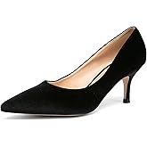 NEWBELLA Women's Velvet Low High Heels - Solid Color Elegant Dress Pumps for Wedding, Parties & Daily Work
