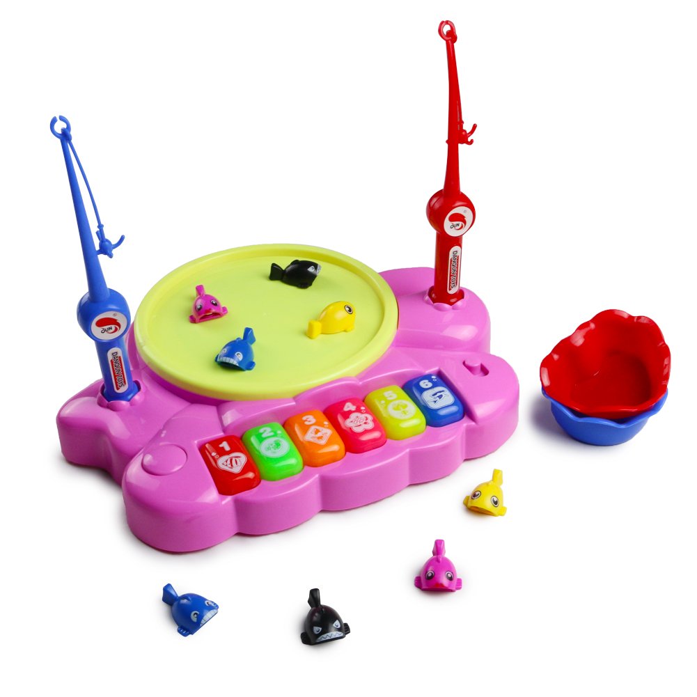 Giochi di Pesca Musicali Animali Giocattolo Tamburo Pianoforte Whac-A-Mole 6 in 1 Multifunzione Giocattoli per Bambini 3+