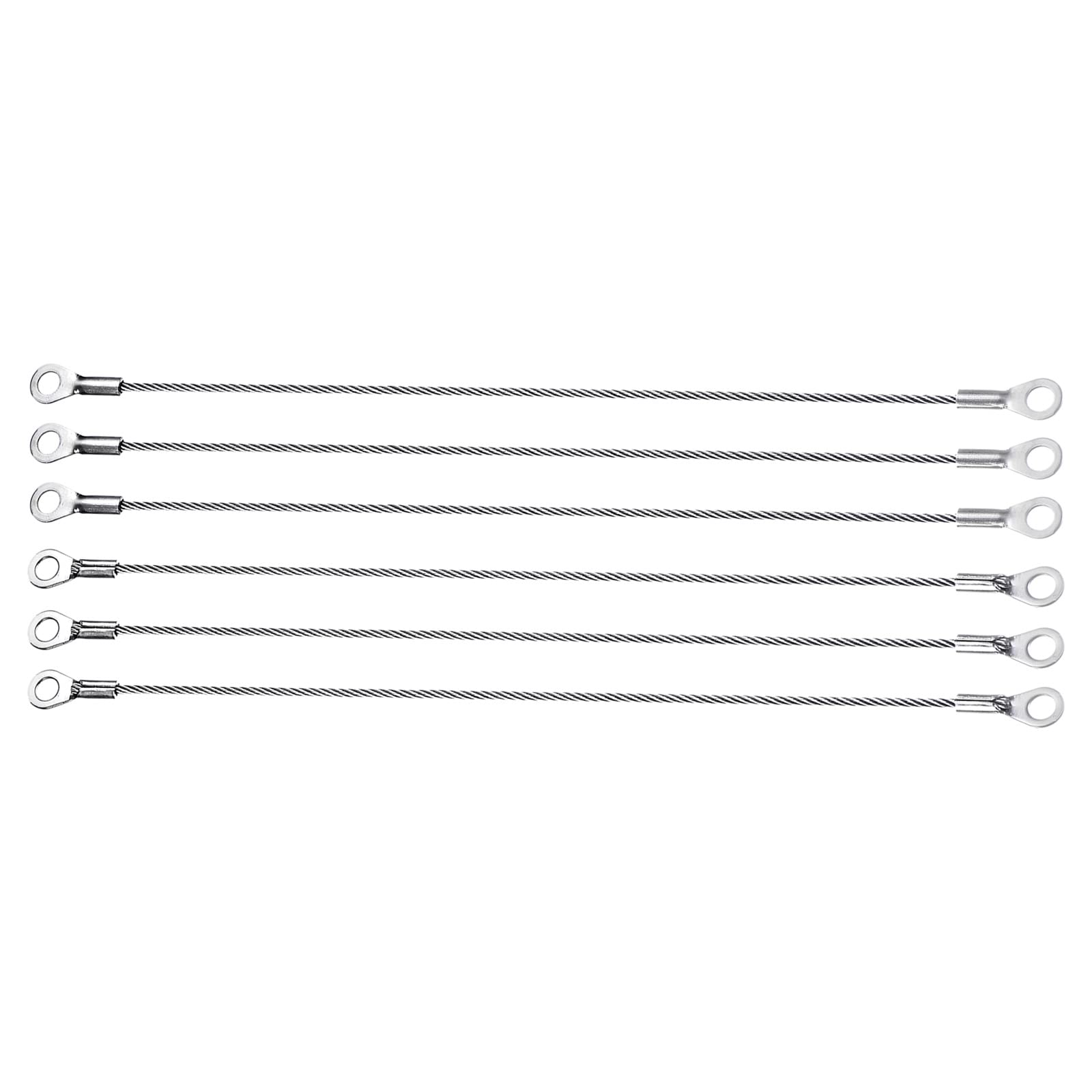 M METERXITY 2mmx20cm Lanyard Security Cable Ropes 6pcs, Apply to Outdoors (304 Stainless Steel, Silver)