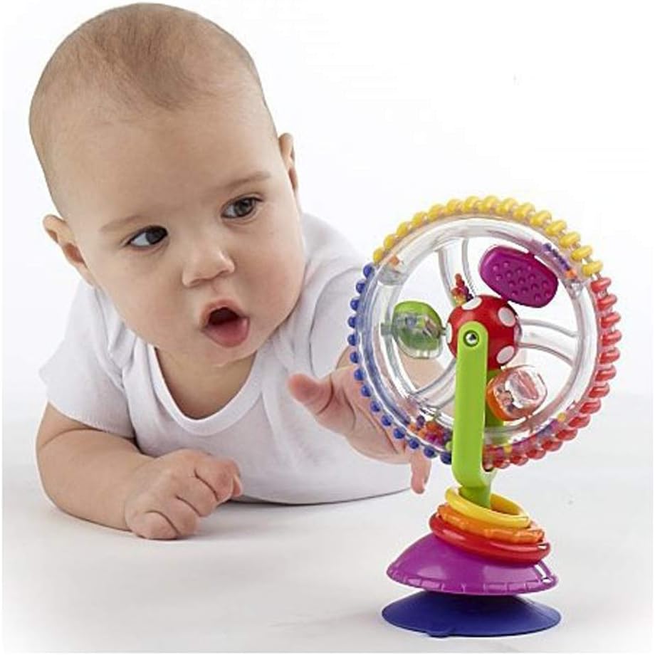 Reasoncool Baby Kid Ferris Wheel Rotating Windmill Bell Rattles Handle Play Toy Spinning Wheel Suction Chair Toy Educational Puzzle Game Toy Kid Gift