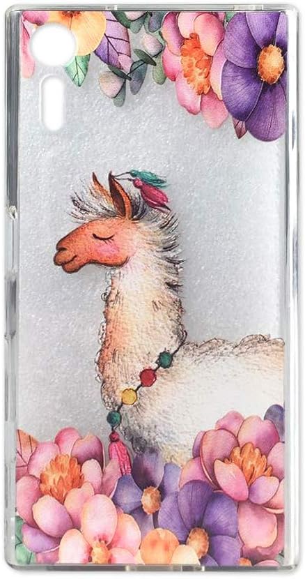 Sony Xperia XZ/XZs Case, Ftonglogy Cute White Cartoon Animal Floral Pattern Clear Design Soft Flexible TPU Silicone Back Cover Phone Case for Sony Xperia XZ (2016) / XZs (2017) (Llama)