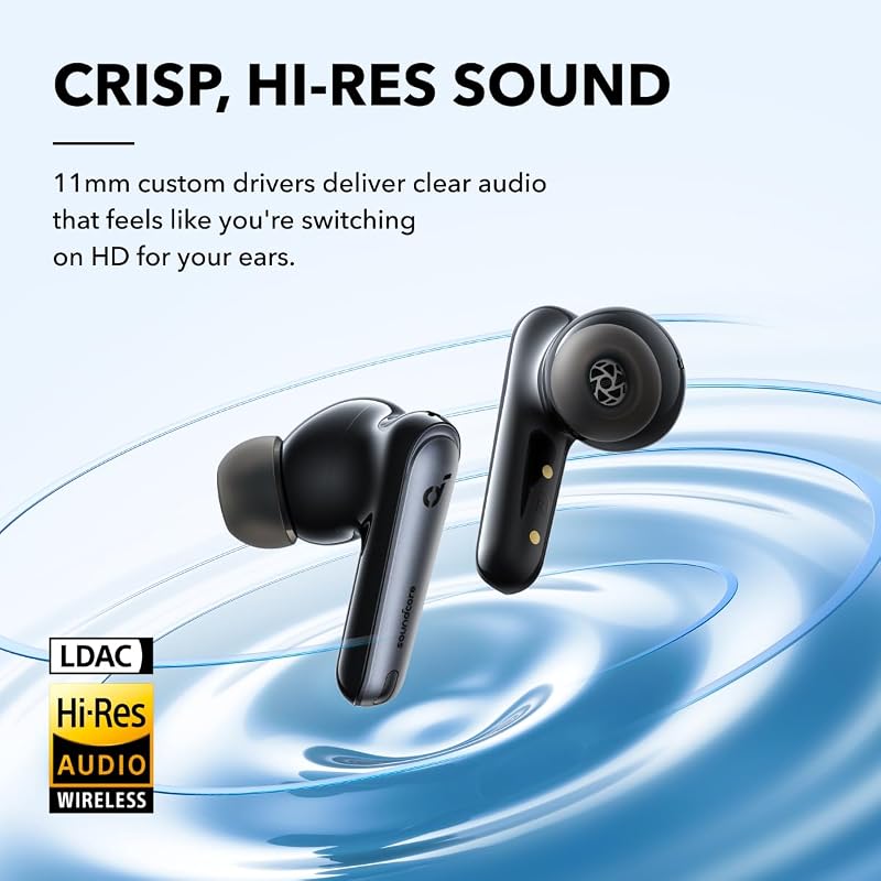 Soundcore by anker liberty 4 nc fones de ouvido bluetooth sem fio, 98,5% de redução de ruído, cancelamento de ruído adaptável aos ouvidos e ao ambiente, áudio de alta resolução, 50 horas, carregamento sem fio, bluetooth 5.3