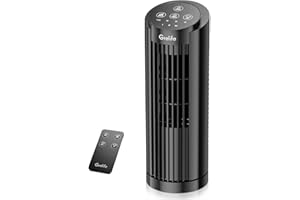 Grelife Tower Fan with Remote Control, Fast Cooling Desktop Fan, 90° Oscillation, 3 Speeds, 3 Wind Modes, Touch Screen, Auto Timer, Ideal for Home, Office Bedroom