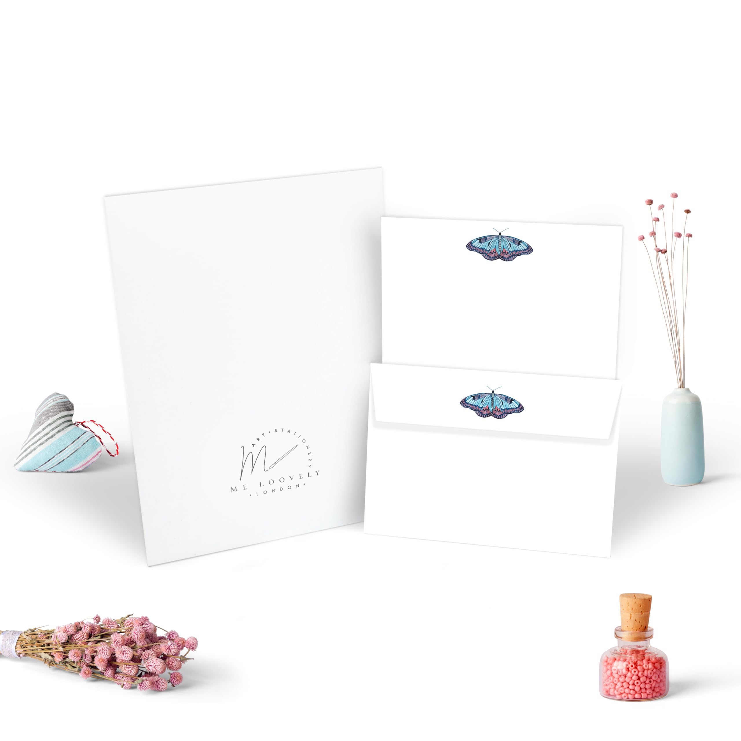 Me Loovely Butterfly Letter Writing Paper and Envelopes Set Stationery A5 Size Papers Writing Supplies for School Home & Office | Christmas Gifts (Pack of 10 Letters and Envelopes with Gift Envelope)
