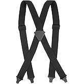 Vilapow Ski Pant Suspenders For Men & Women 1.5-Inch Wide Ski Suspenders Men Black Elastic Adjustable Mens Suspender Heavy Duty Clips Men's Classic X-Back Suspender