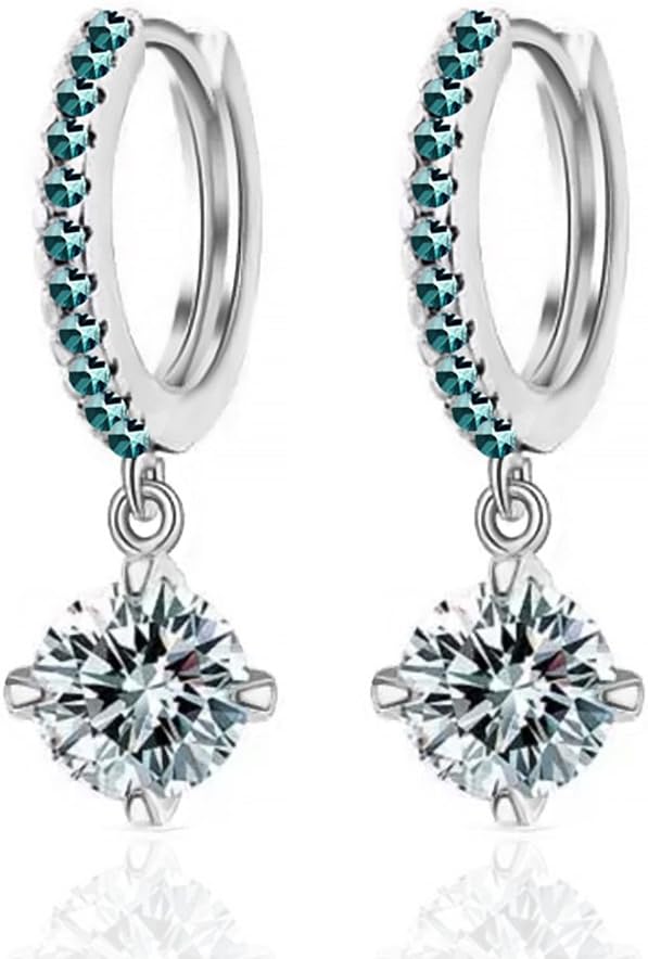 Autiga® Exclusive Ladies Solitaire Cubic Zirconia Rhinestone Hoop Huggie Earrings