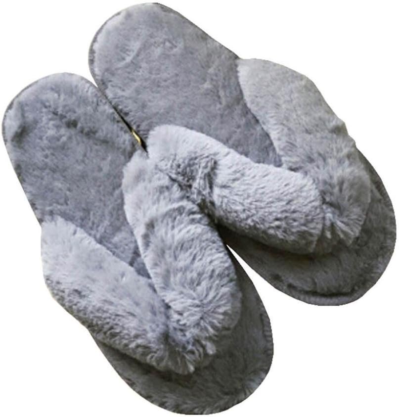 Slip On Faux Fur Imitation Slipper Fluffy Womens Ladies Sandals Flat Flip Flop Sandal