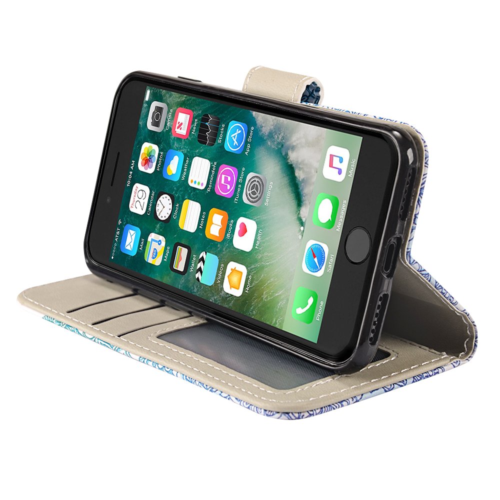 MagicSky iPhone 7/8 Case, iPhone 7/8 Wallet Case Folio Flip Premium PU Leather Case Cover with Card Holder Slot Pockets,Wrist Strap,Magnetic Closure for Apple iPhone 7/8 4.7 Inch, Elephant