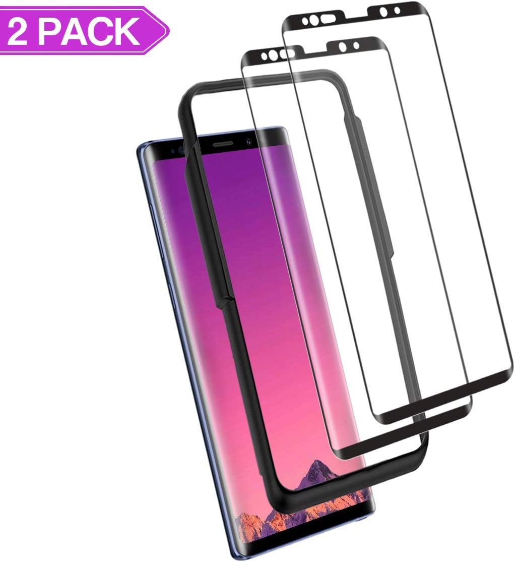 LXIAN Note 9 Screen Protector (2 Pack), [9H Hardness] [3D Curved] [Full Screen Coverage] [Case Friendly] [No-Bubble] [Easy-install] Tempered Glass with Alignment Frame for Samsung Galaxy Note 9