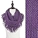 stylesilove Two Tone Womens Winter Warm Mini Tube Infinity Scarf With Fringe (Purple)