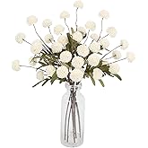 INSUNSIX Ivory Chrysanthemum Flowers Artificial Mums 8pcs Kiku Flowers 20.47” Pom Pom Ivory Flower Stems Vase Filler for Wedding Centerpieces Silk Flowers for Home Decor Indoor