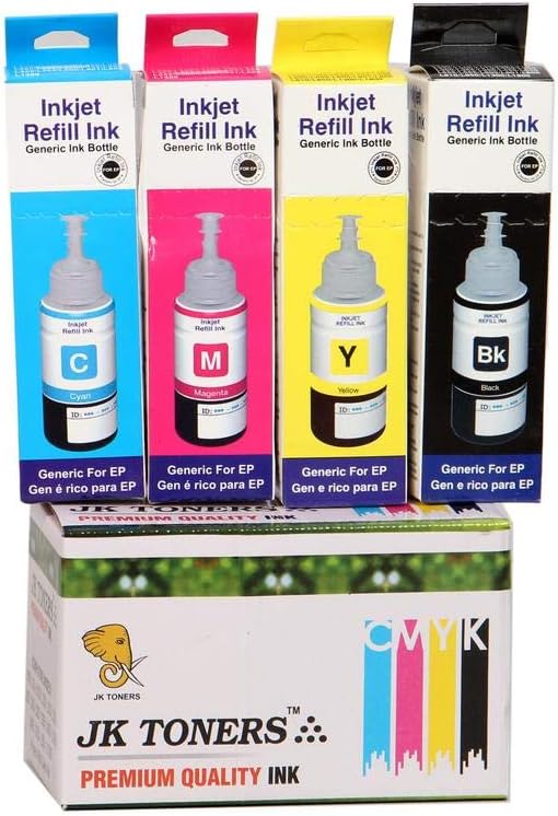 JK Toners Compatible with EPSON L100 / L110 / L130 / L200 / L210 / L220 / L300 Multi Color Ink