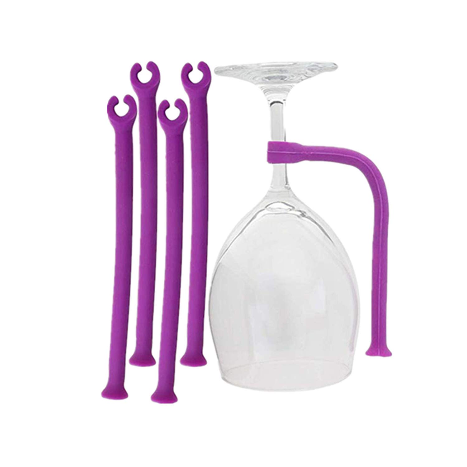 4 Pack Silicone Stemware Saver Flexible Stemware Holder Dishwasher Wine Glass Protector Tether Silicone Dishwasher Attachment by PPX (Purple)