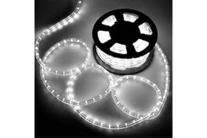 PUHONG 100FT 720 LED Rope Lights, Outdoor Waterproof Tube Lights, LED Connectable Rope Lights for Indoor Outdoor Deck, Pool, Landscape, Background, Trees, Bridges, Eaves Decorative with UL Listed (White)