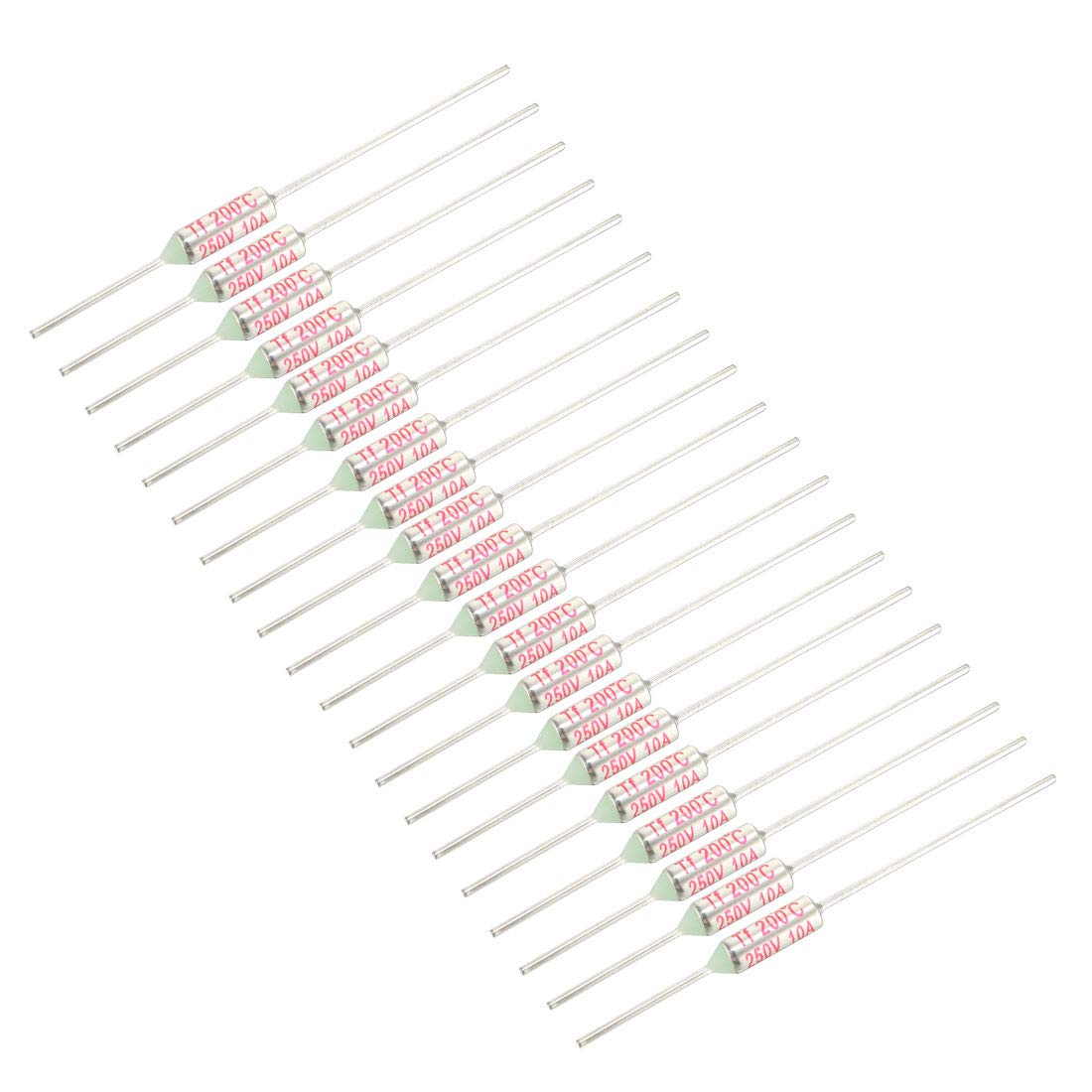 Sourcingmap 250V 10A 200℃ Celsius Circuit Cut Off Temperature Thermal Fuse 20 Pcs