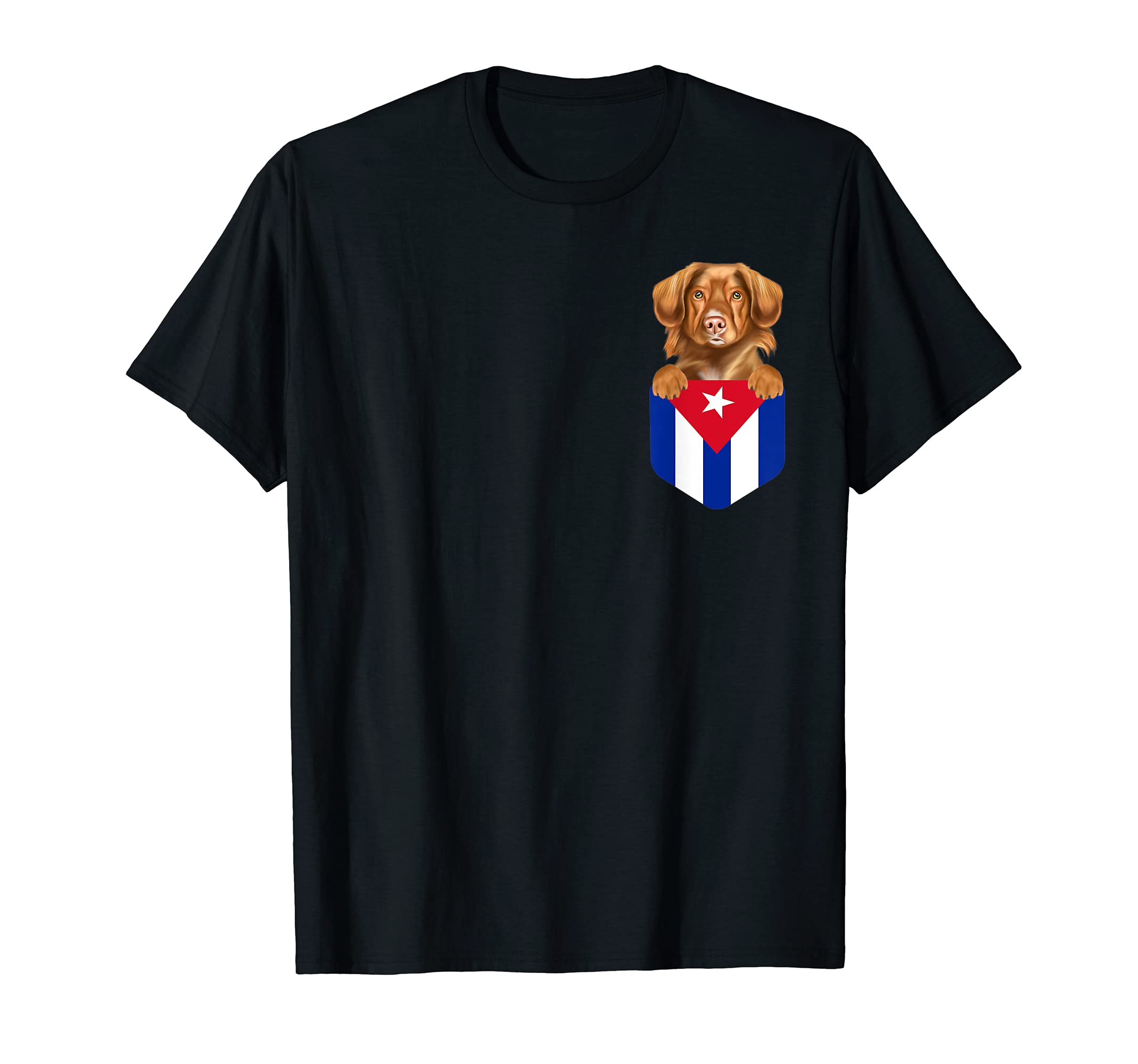 Cuba Flag Duck Tolling Retrievers Dog In Pocket T-Shirt