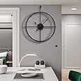 20 Inch Black Modern Wall Clock Decoative for Living Room,Large Silent Metal Wall Clock Battery Operated for Kitchen,Large Non-ticking Wall Clock for Bedroom,3d Minimalism Wall Clock for Farmhouse