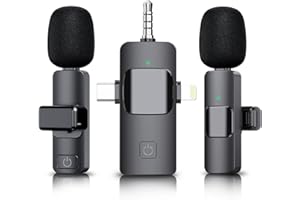 EJCC 3 in 1 Professional Wireless Lavalier Microphone for iPhone, Android, Camera, Wireless Microphones, USB C Microphone, Crystal Clear Sound Quality for Recording, Live Streaming, YouTube, TikTok