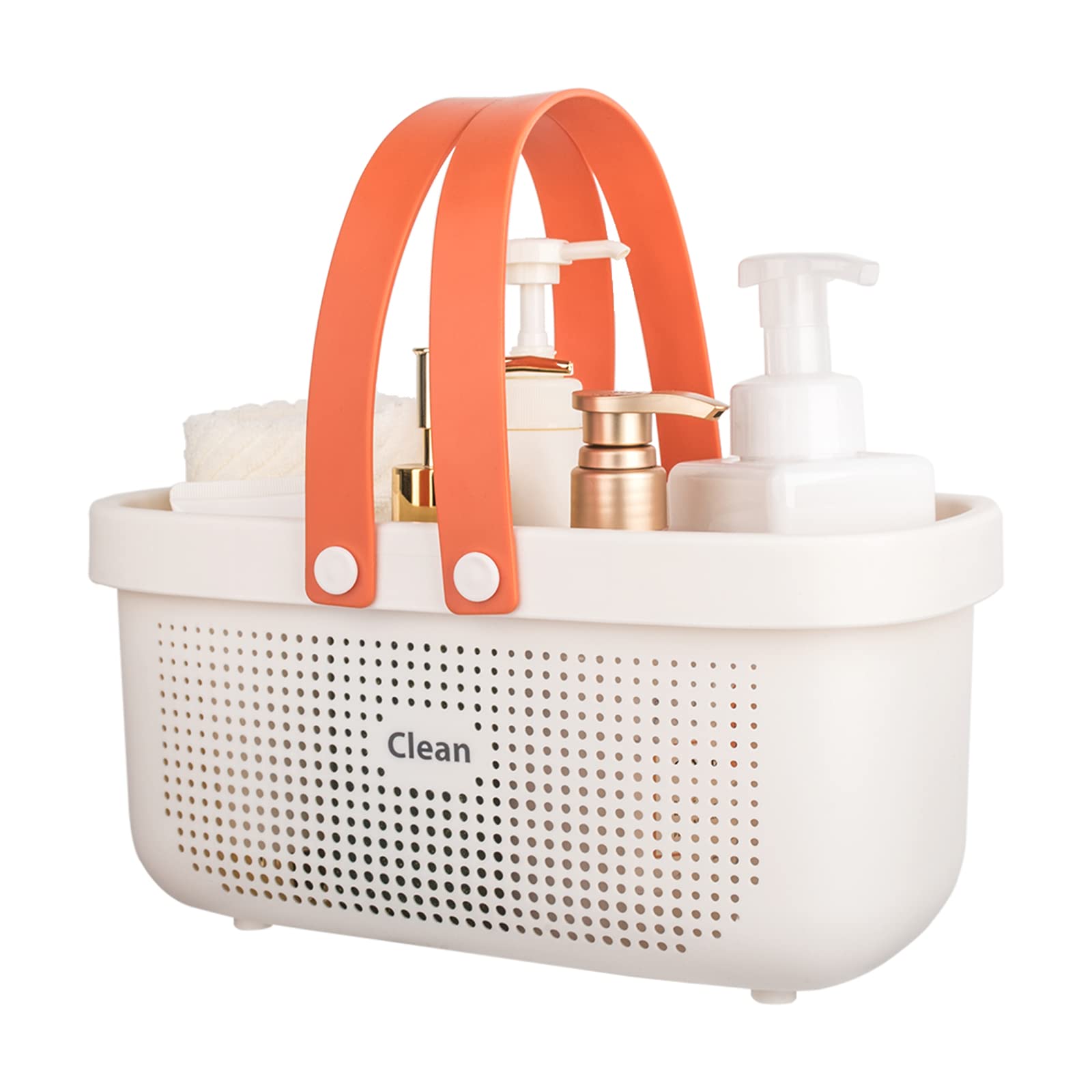 Photo 1 of JiatuA Plastic Storage Basket with Handle Portable Shower Caddy Tote Organizer Basket Bin for Bathroom Kitchen Dorm Room Bedroom, White