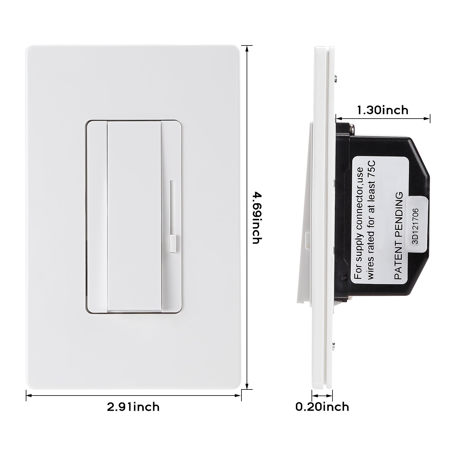 TORCHSTAR Dimmer Switch for Led Light, 150W LED/CFL 600W Incandescent/Halogen Bulbs, Single Pole/3-Way Precise Lighting Control, Wall Plate Included, UL Listed, Pack of 4: Industrial & Scientific