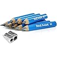 Short Thick Triangle Pencils For Kids - Stronger 5MM Core, Fat Pencil Grip, For Beginners, 2-6 Year Olds, Toddlers, Kindergarten - 8 Learning Pencils for Children with Pencil Sharpener (Light Blue)