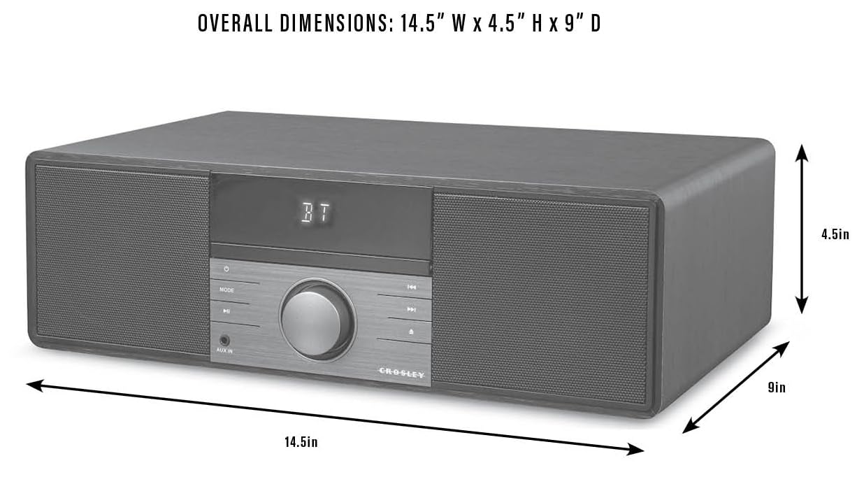 Crosley CR3502A-BK Metro Bluetooth FM Clock Radio and CD Player, Black