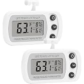 Lasubst Digital Refrigerator Thermometer 2 Pack for Fridge Freezer Cooler Waterproof, White